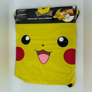 Pokémon “Gotta Catch ‘Em All” Pikachu Cinch Yellow Sack Back Pack Drawstring NWT
